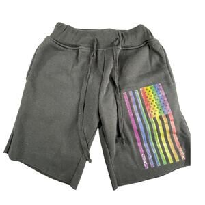Knocker Activewear Shorts Womens Small Black Rainbow Gay Pride Flag Sweatshorts